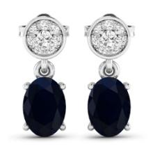 14KT White Gold 1.5ctw Blue Sapphire and Diamond Earrings