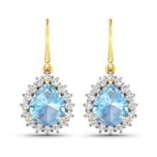 14KT Yellow Gold 2.5ctw Aquamarine and Diamond Earrings