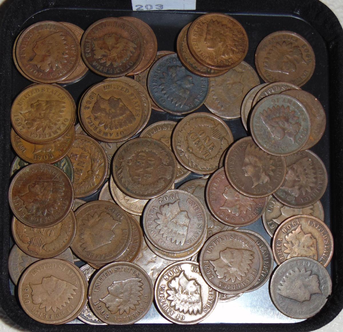 58 Indian Cents 1881-1908.