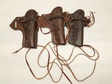 (3Pcs.) LEATHER SINGLE ACTION REVOLVER HOLSTERS