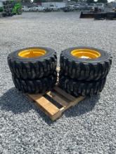 New Set Of (4) 12-16.5 Skid Loader Tires W/ Rims