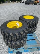 New Set Of (4) 12-16.5 Skid Loader Tires W/ Rims