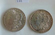 1884-O, 1886 Morgan Dollars AU, AU.