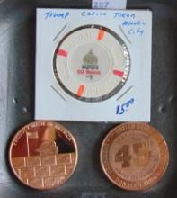 Trump Casino Token. 2 Copper Trump Medallions.