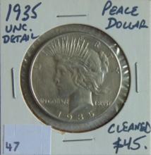 1935 Peace Dollar (cleaned, good date).