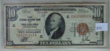 Series 1929 $10 National Currency FRB of Phila. F+