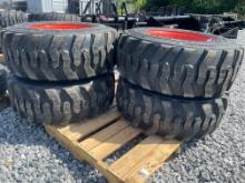 New Set Of (4) 12-16.5 Skid Steer Tires W/ Rims