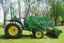 John Deere 790 MFWD Diesel Tractor with John Deere 419 Quicktach Loader with 5' Bucket, joystick, 3-