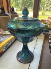 Grape and Vine fruit bowl and candy dish with lid.