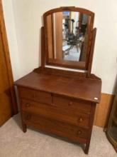 4 drawer dresser with swinging mirror