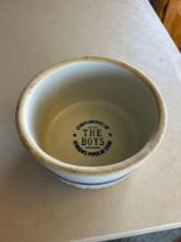 The Boys blue banded crock bowl Denison, IA (good)