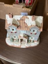 2 Lefton China Lighted Houses, 1 is a music box......... Shipping