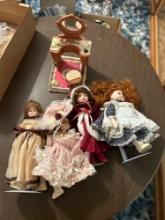 Dolls with miniature dresser set......Shipping