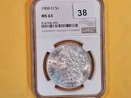 NGC 1904-O Morgan Dollar in Mint State 63