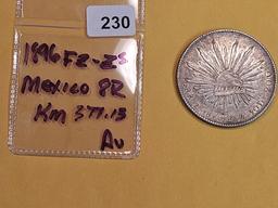 Bright 1896 Mexico FZ-Zs silver 8 reals in About Uncirculated