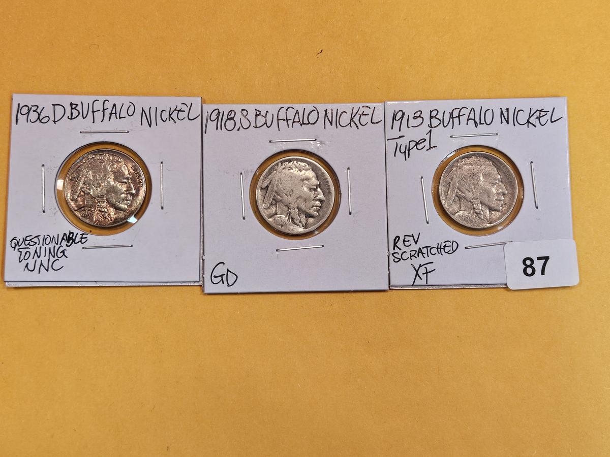 Three better Buffalo Nickels