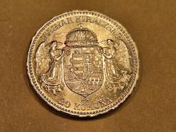 GOLD! Very Choice to GEM Brilliant uncirculated 1893 Hungary 20 korona