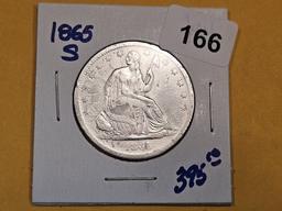 * Semi-Key 1865-S Seated Liberty Half Dollar