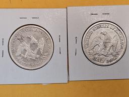 1861-O and 1854-O Seated liberty Half Dollars