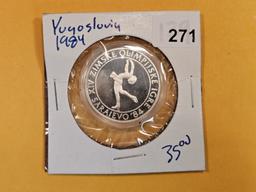 1984 Proof Deep Cameo silver Yugoslavia 100 D