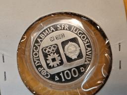 1984 Proof Deep Cameo silver Yugoslavia 100 D