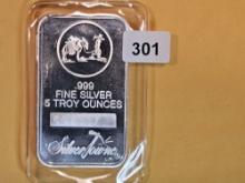 FIVE troy ounce .999 fine silver bar