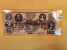 Obsolete! 1861 Bank of Geaga, Ohio Five Dollar Note