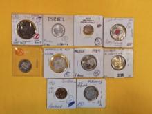 Ten fun mixed World Coins