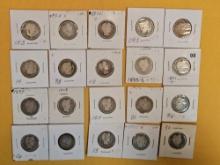 Twenty mixed silver Barber Quarters