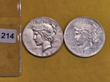 1926-S and 1924 Peace silver Dollars