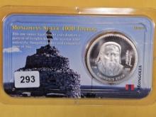 GEM Brilliant Uncirculated 2002 Mongolia silver 1000 togrog