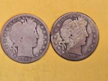 Two little better Barber half Dollars