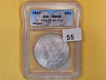 GEM! ICG 1921 Morgan Dollar in Mint State 65
