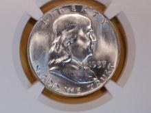 GEM! NGC 1957 Franklin Half Dollar in Mint State 65