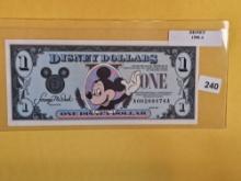 DISNEY DOLLAR! Crisp Uncirculated 1990-A One Dollar Mickey