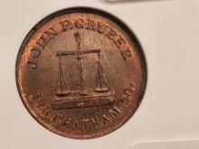 GEM! ANACS 1863 Civil War Token Merchant's Store Card in Mint State 65 RB