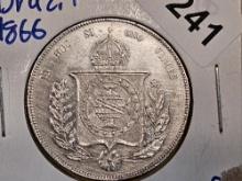 Bright 1866 Brazil silver 1000 reis