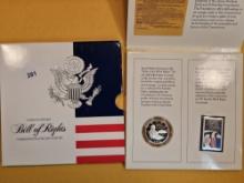 1993 Proof Deep Cameo silver Bill of Rights Commemorative Coin & Stamp Set
