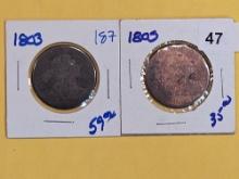 1803 and 1805 Draped Bust Large Cents