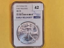 PERFECT! NGC 2017 American Silver Eagle in Mint State 70