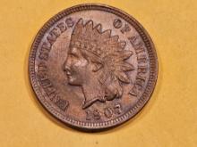 * Choice Brown Uncirculated 1907 Indian Cent