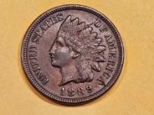 1889 Indian Cent in About Uncirculated