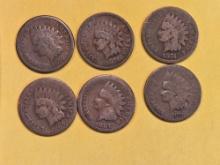 Six Better Date Indian Cents
