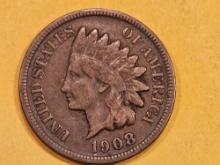 ** KEY DATE 1908-S Indian Cent in Fine