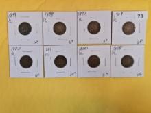 Eight better grade Indian Cents