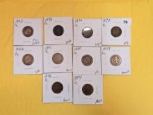 Ten better date or grade Indian cents