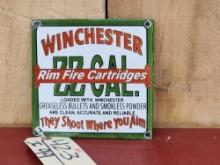 Porcelain Winchester Rim Fire Cartridges Advertising Sign