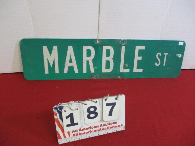 Marble Street Reflective Vintage Metal Road Sign