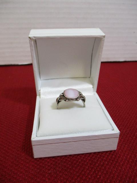 Sterling Silver Ring w/ Pink Cabochon
