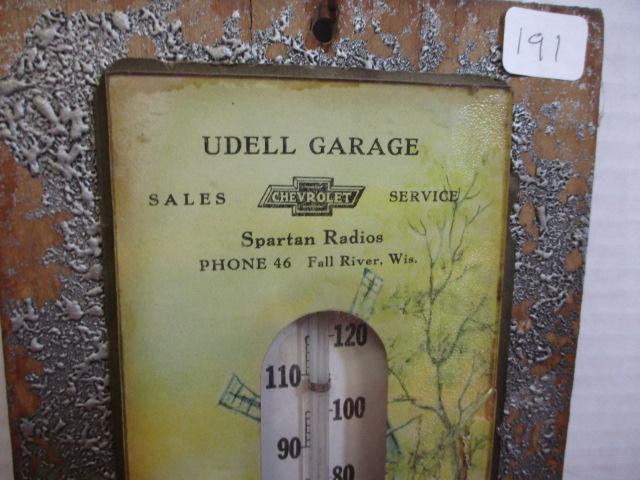Chevrolet Sales & Service Udell Garage Fall River, WI Early Advertising Thermometer